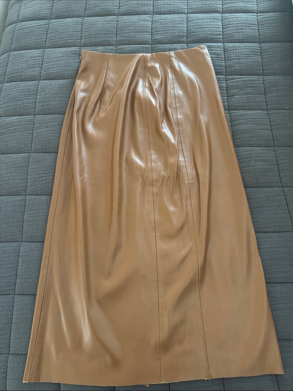 Tahari Camel Faux Leather Maxi Skirt